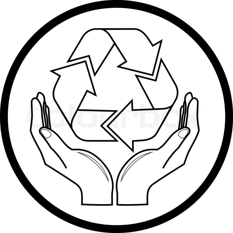 Vector Recycling-Symbol in die Hände icon | Colourbox
