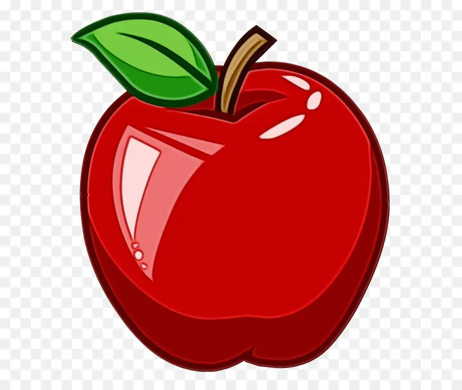 Red Apple - Shiny Red Apple with Leaves - CleanPNG / KissPNG