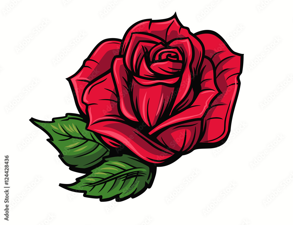 Red rose cartoon Stock-Vektorgrafik | Adobe Stock