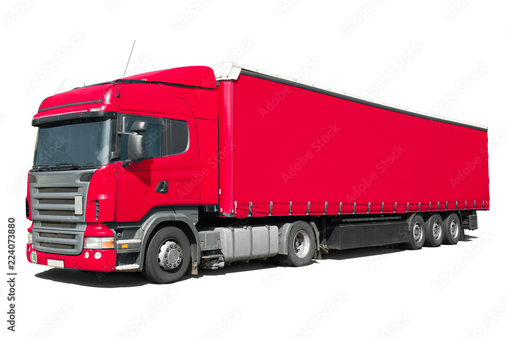 Red truck on white background Stock-Foto | Adobe Stock