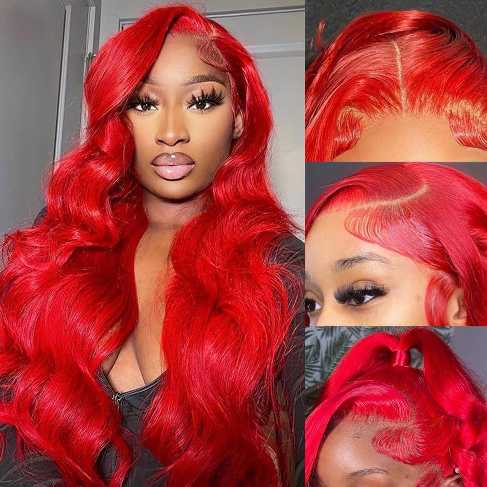 Amazon.com : Red Lace Front Wigs Human Hair 13x4 Red Wig Human ...