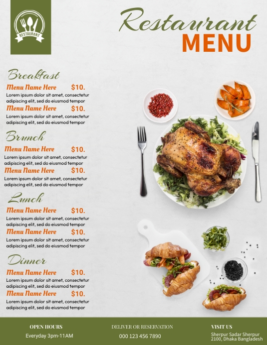 Restaurant Food Menu-Vorlage | PosterMyWall