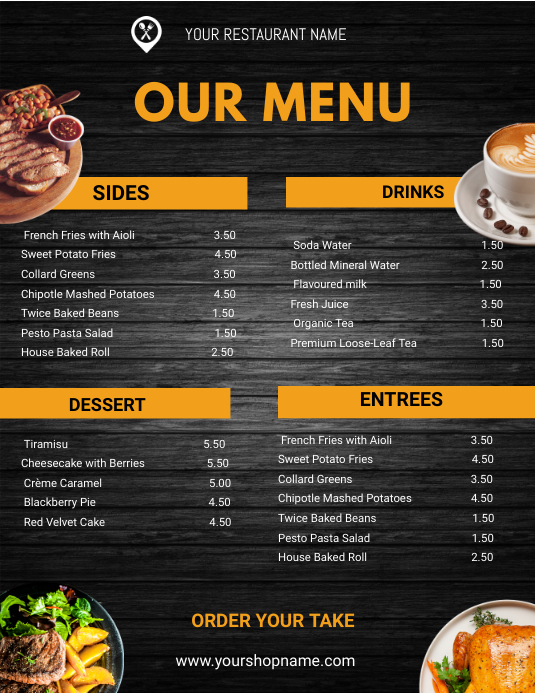 Restaurant Menü Flyer-Vorlage | PosterMyWall