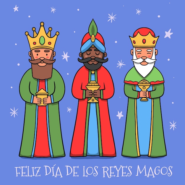 Hand gezeichnete Reyes Magos | Kostenlose Vektor
