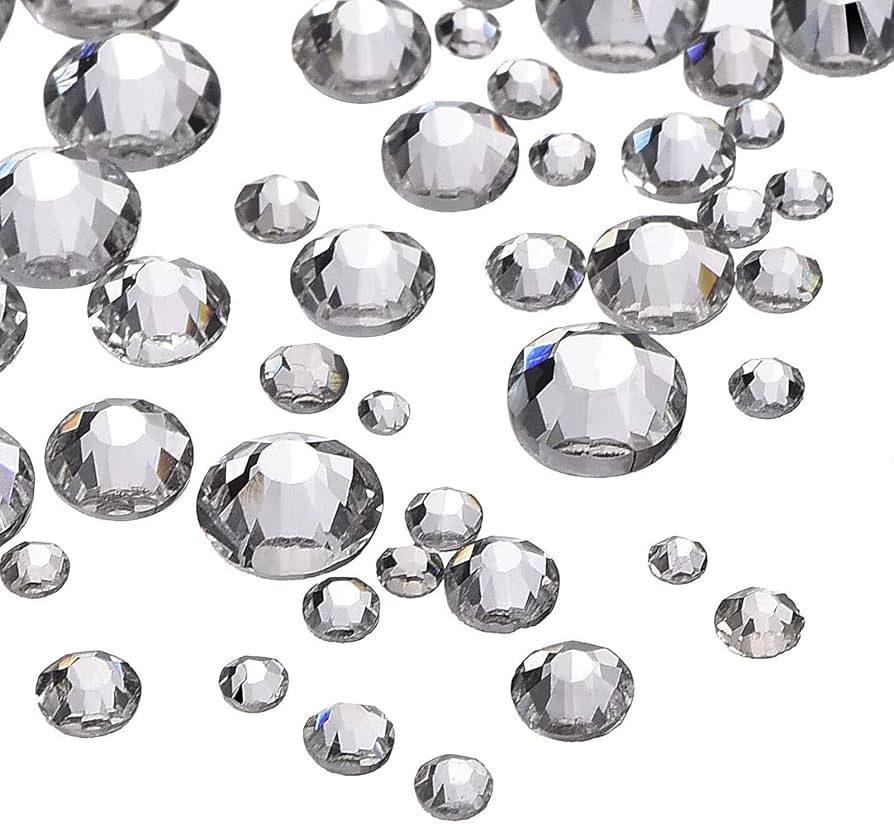 Pack of 1000 Clear Flat-Back Rhinestones, Round Crystal Gemstones, 1.5 mm -  5 mm, 5 Sizes : Amazon.de: Home &amp; Kitchen