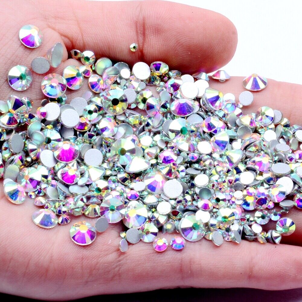 SS3-SS50 Glitzer Kristall AB Nail Art Strasssteine nicht heiß Fix flache  Rückens
