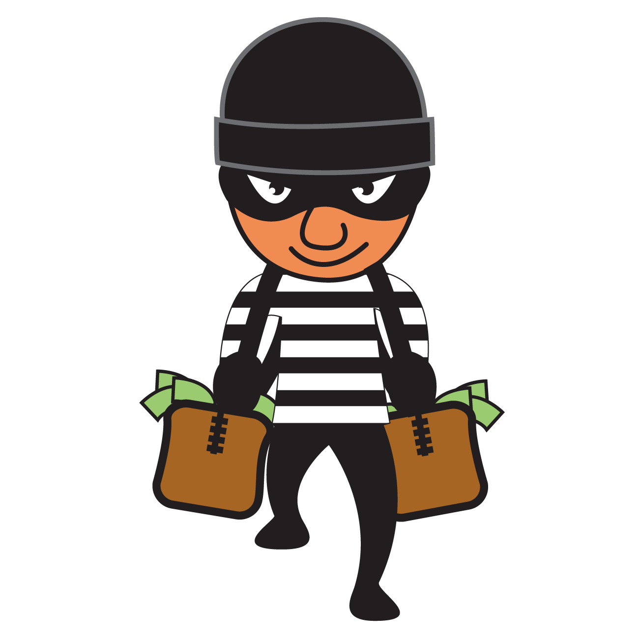 Clipart Cartoon of a Tip Toeing Thief Burglar Robber With Bag ...
