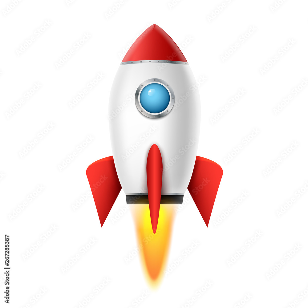 3d rocket space ship launch background. Realistic rocketship ...