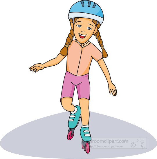 Outdoors and Recreation Clipart-girl wearing helmet while roller ...