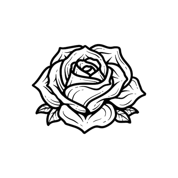 rose black and white drawing
