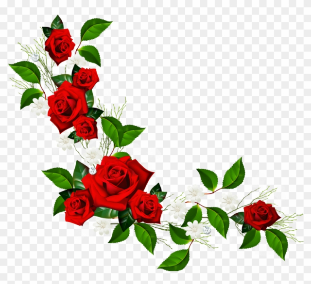Free: Decorative Element With Red Roses White Flowers And - Rose ...