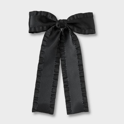 Girls Ruffled Edge Satin Bow Clip - Art Class™ Black : Target