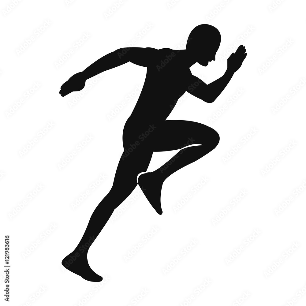 Sport icon running silhouette of running man isolated vector on ...
