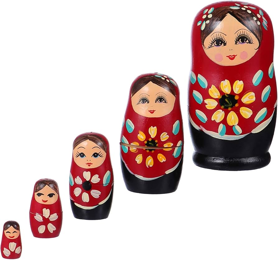 STOBOK Pack of 5 Russian Dolls Nesting Babushka Dolls Girls Handmade Toy  for Christmas Home Room Decoration, Red: Amazon.de: Toys