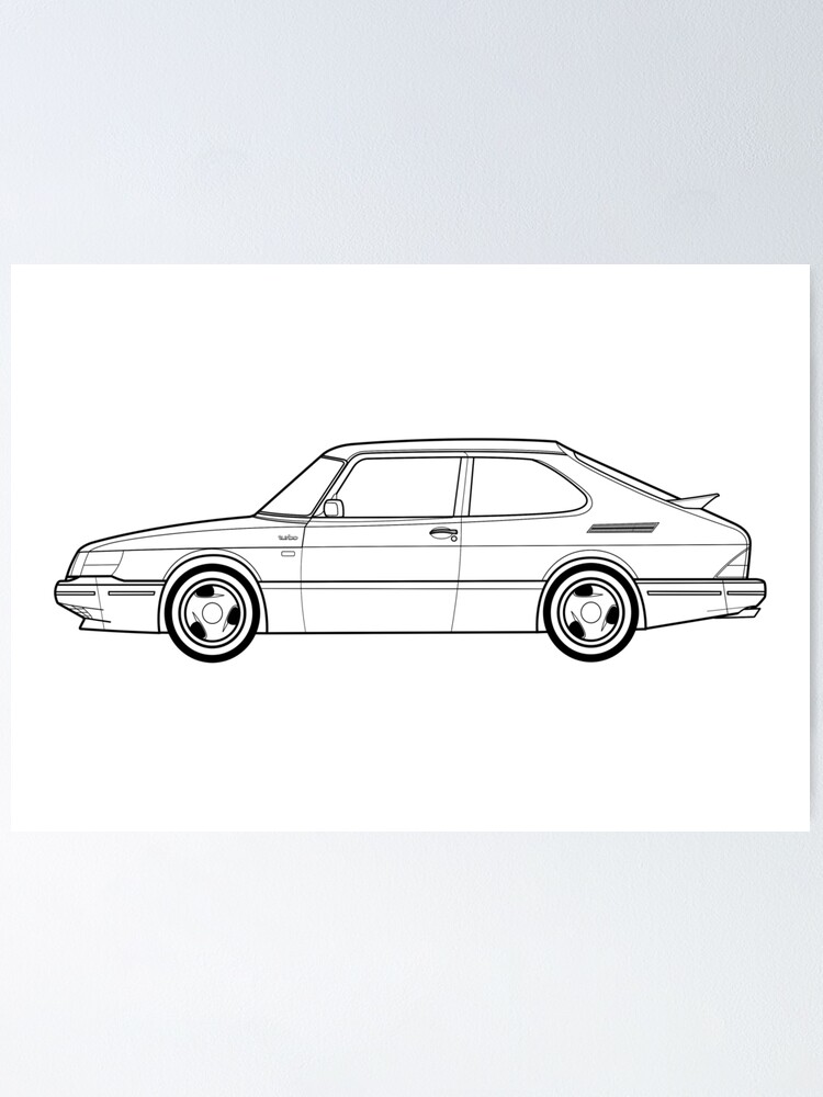 Saab 900 Turbo Umrisszeichnung | Poster