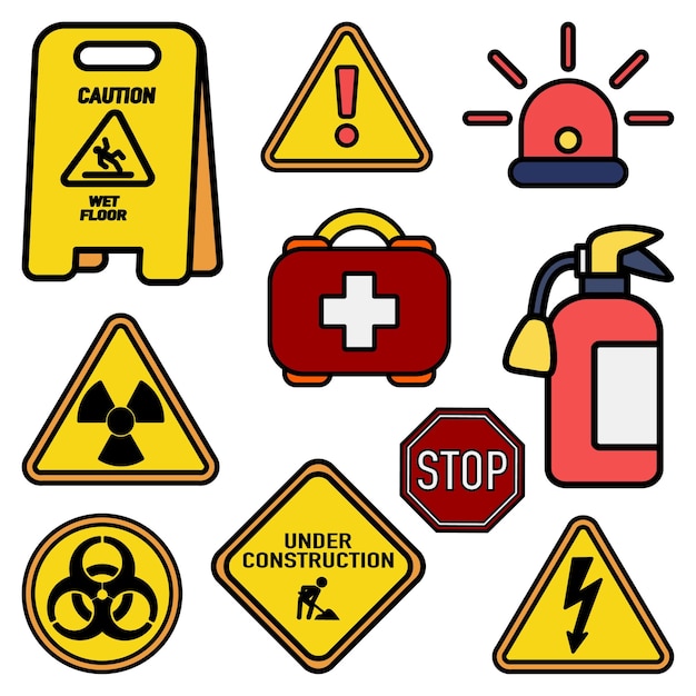 Premium Vector | Safety Cute Flat Line Illustration