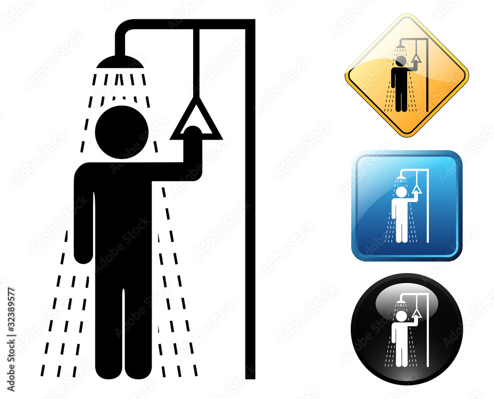 Emergency shower pictogram and signs Stock Vector | Adobe Stock