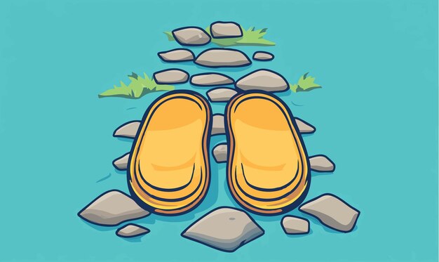 Sunny Day by the Seaside A Pair of Sandals on a Rocky Path ...