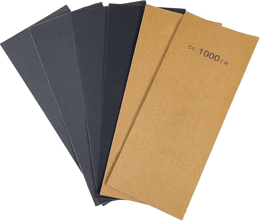 6 Sheets Dry Wet Sandpaper 240 to 1200 Various Sand Waterproof ...