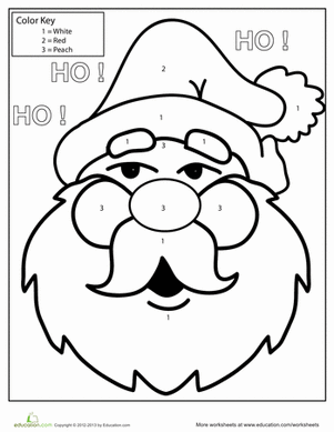 Color by Number: Santa | Worksheet | Education.com