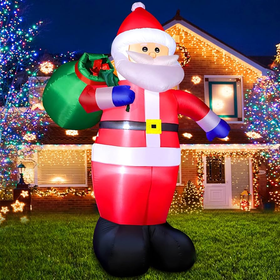 Inflatable Santa Decoration 6ft Inflatable Santa Claus with Gift ...