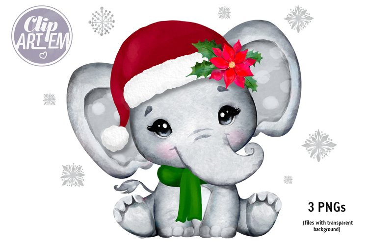 santa elephant cliparts