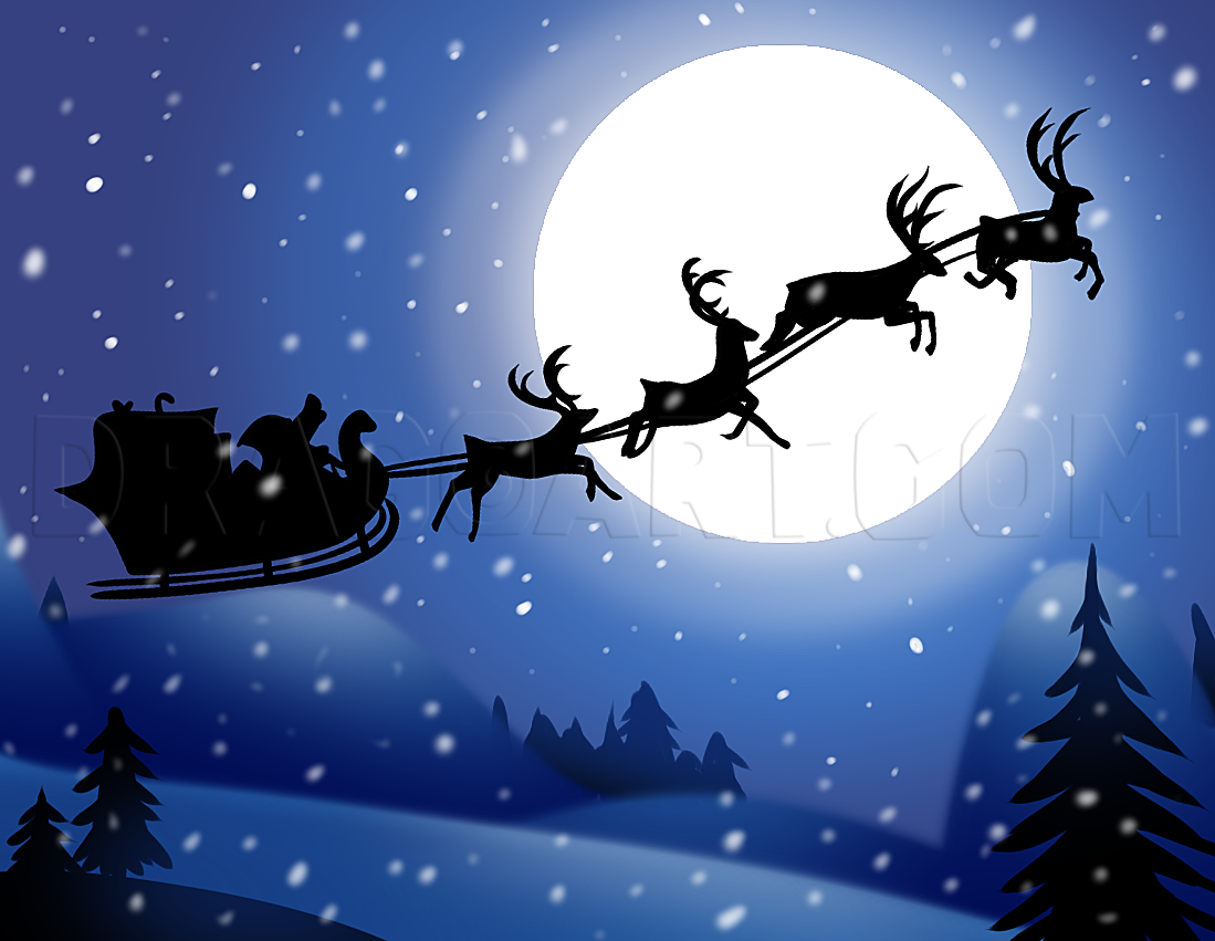 How To Draw Santas Sleigh, Step by Step, Drawing Guide, by Dawn ...