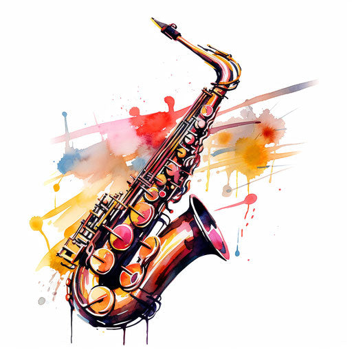 Saxophone Clipart in Impressionistic Art Style: High-Def Vector &amp; 4K Clipart