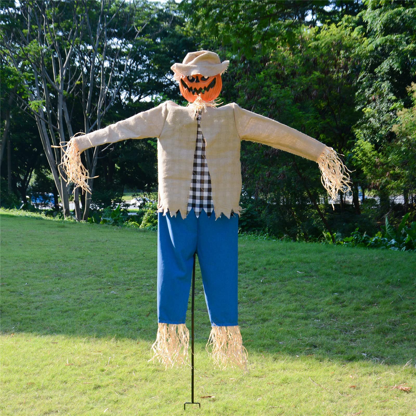 LarpGears Halloween 2.5m Height Pumpkin Scary Scarecrow Ghost Decorations  for Outdoor with Metal Stand Scarecrow Ghost Decor Flying Halloween ...