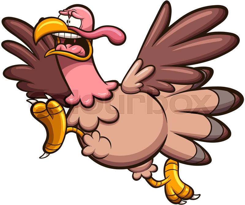 Scared Running Turkey. Vector clip art illustration with sim ...