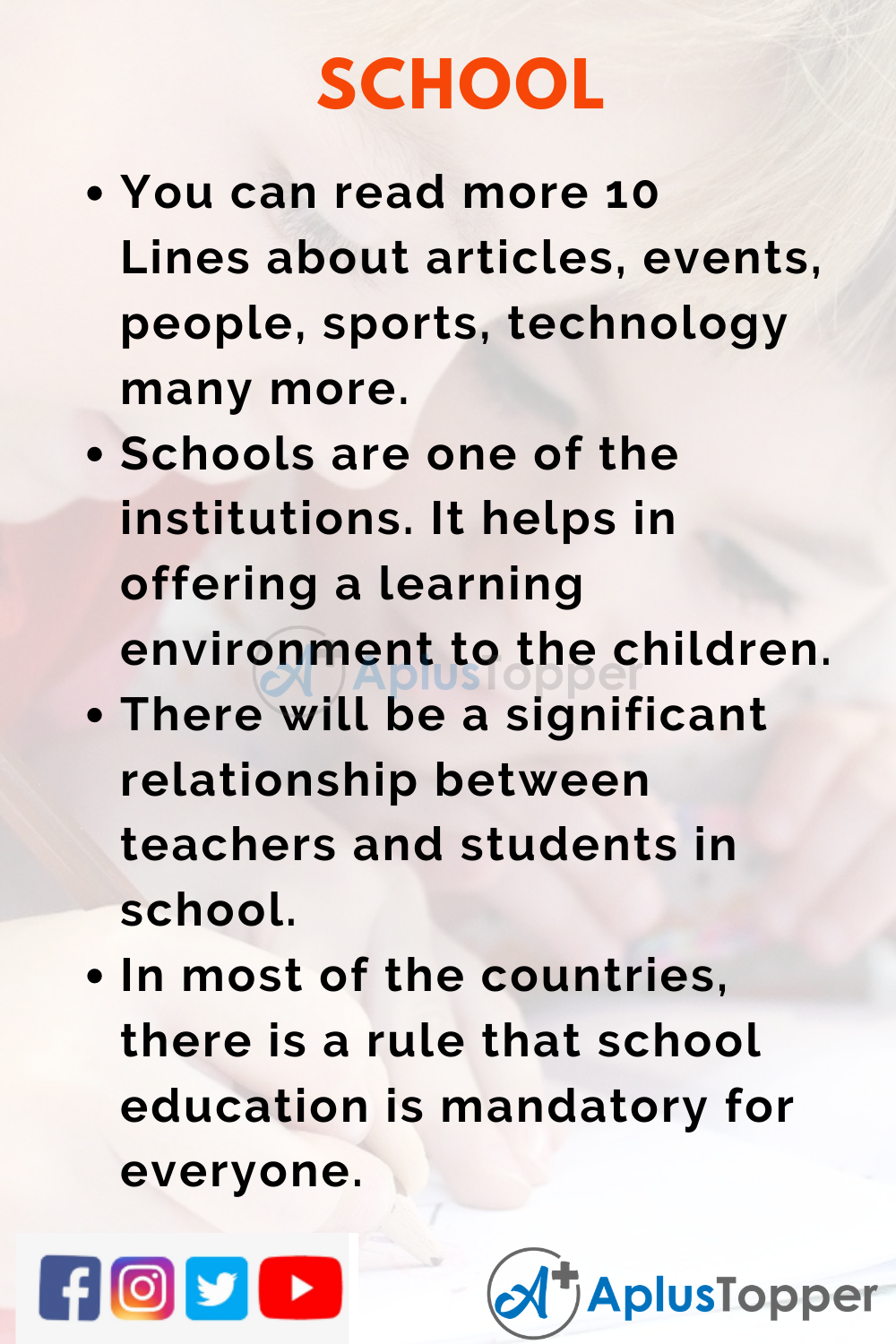 10 Lines on School for Students and Children in English - A Plus ...