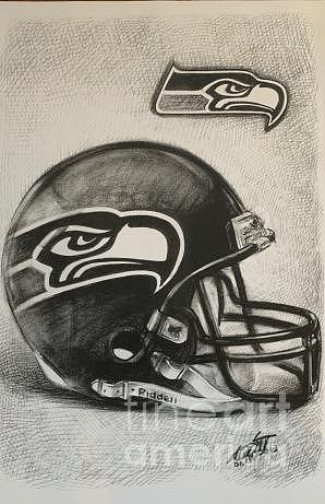 sea hawks iogo on helment drawing