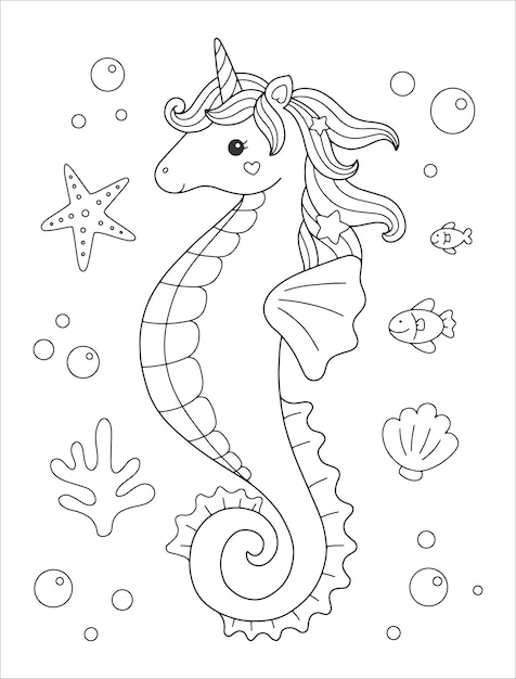seahorse pictures to colour