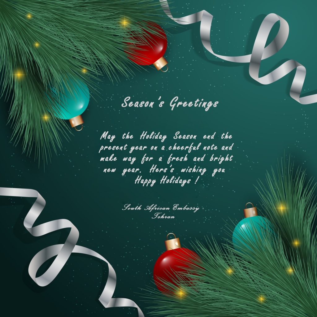 Seasons Greetings! – South African Embassy Tehran