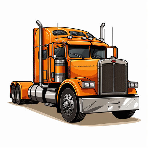 Minimalist Art Style Semi Truck Clipart: 4K Vector Art
