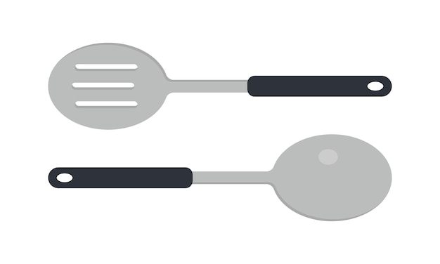 Premium Vector | Set of kitchen solid spoon and slotted spoon ...