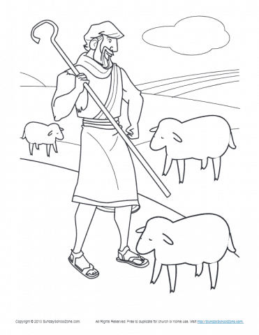 sheep and shepherd coloring pages