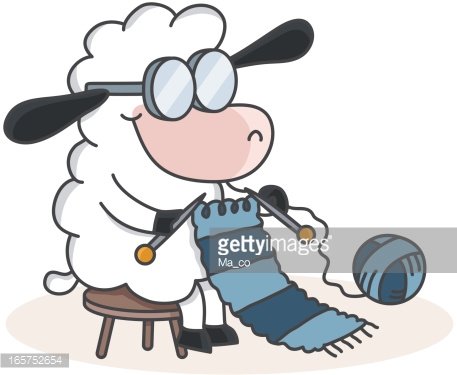 Cartoon Sheep Knitting A Scarf Stock Clipart | Royalty-Free ...