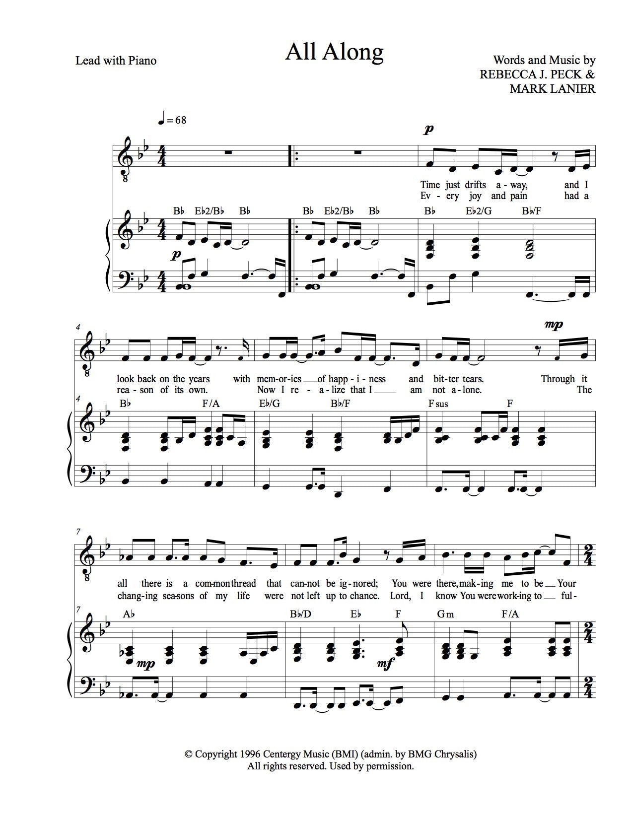 All Along - sheet music| Peck Music Publishing