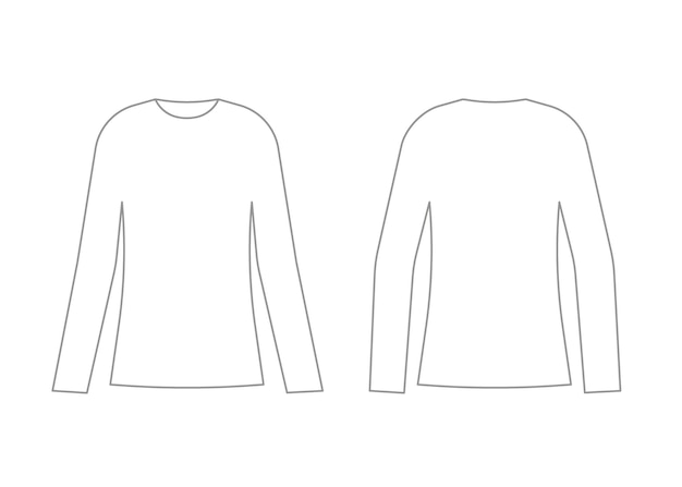 Premium Vector | Woman shirt outline template with long sleeve ...