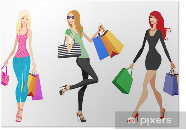 Poster Shopping girls - PIXERS.DE