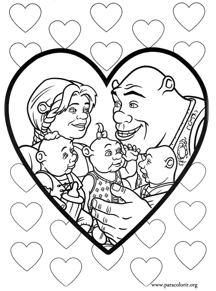 shrek with babies coloring pages