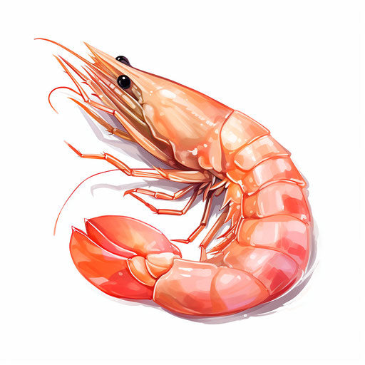 Shrimp Clipart in Pastel Colors Art Style: 4K Vector Clipart