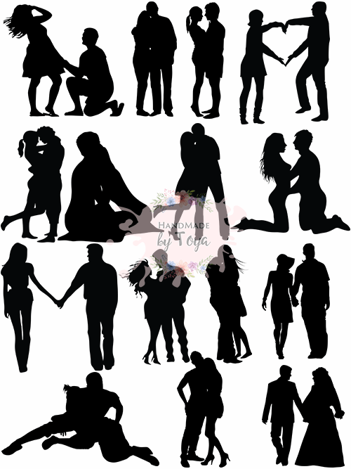 silhouette man and woman