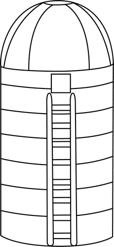 Black and White Silo Clip Art - Black and White Silo Image