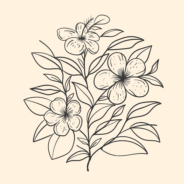Free Vector | Hand drawn flat design simple flower outline