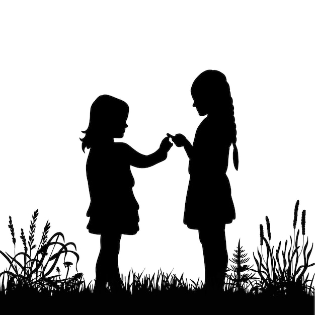sister silhouette cliparts