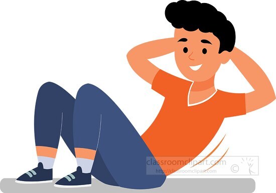 Sports Clipart-boy performs sit up exercise