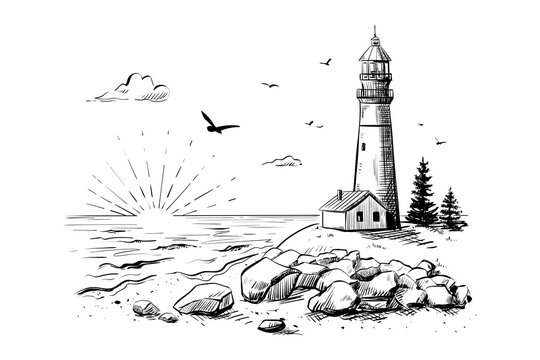 sketches of lighthouses