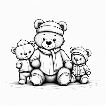 Cute Animals Sketsa handrawing for coloring book bear robot lion ...